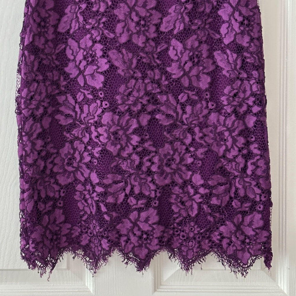 Ralph Lauren Melia Floral Lace Sheath Dress - Plum Purple Size 0P - Picture 8 of 10